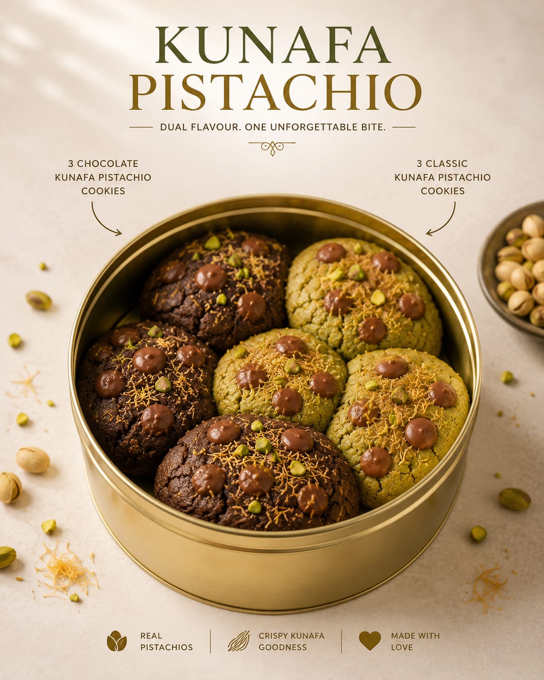 KUNAFA PISTACHIO COOKIE TIN